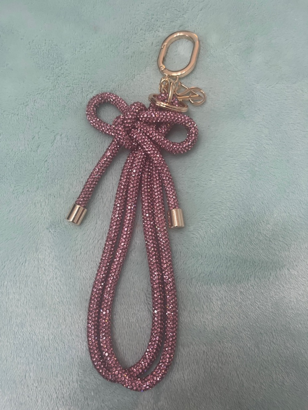 Victoria's Secret Pink Crystal Rope Keychain with Gold Hardware